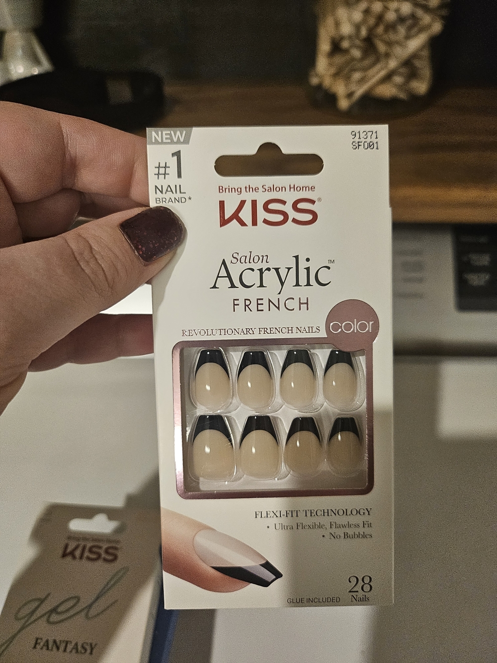 Kiss Acrylic French Nails - Beige with Black Tips